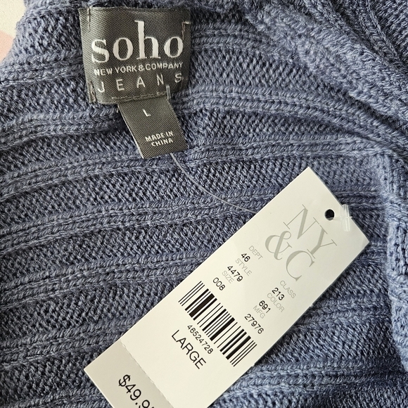 NY&CO Womens Oversized V-neck Sweater Sz Large NWT - Picture 9 of 10